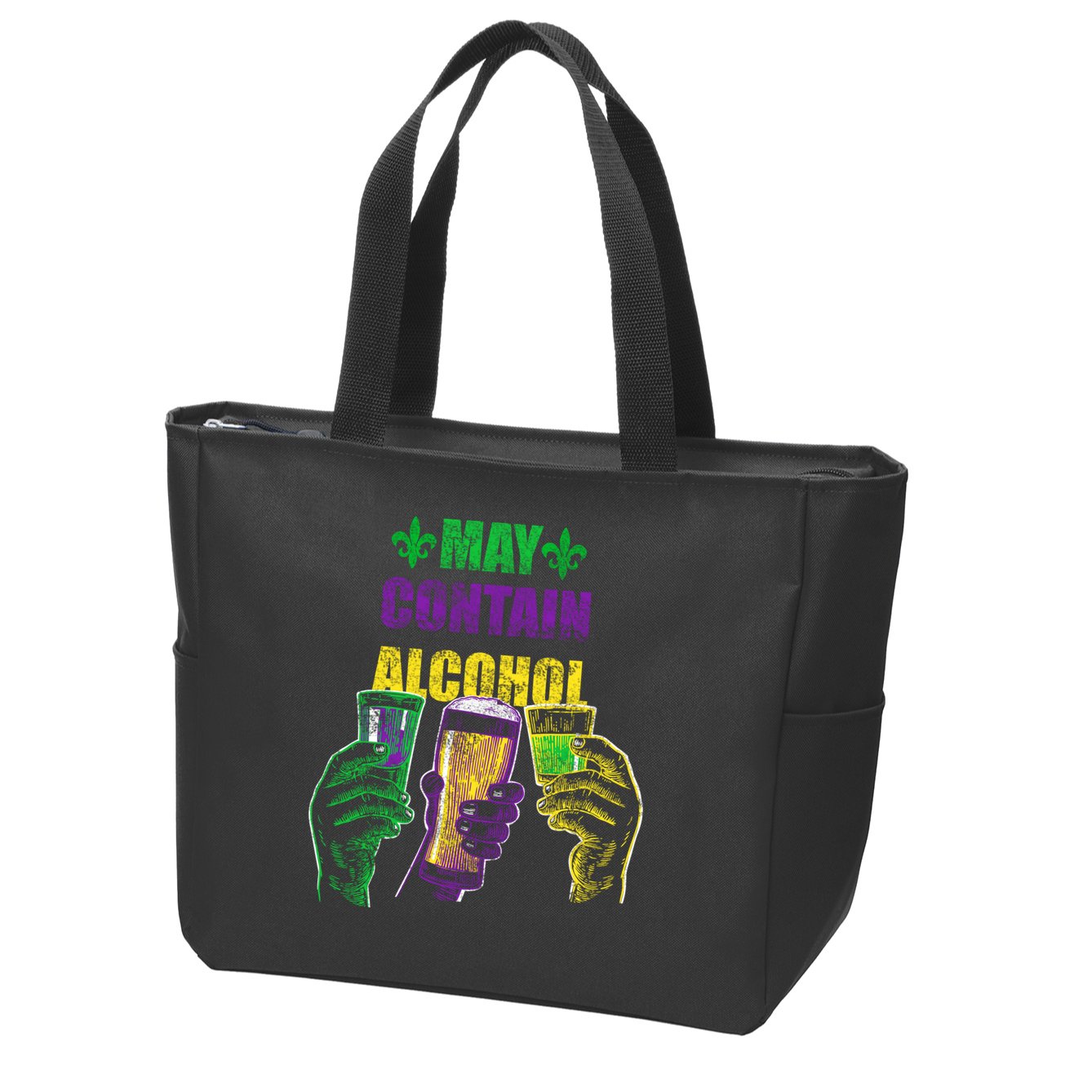 May Contain Alcohol Mardi Gras Zip Tote Bag