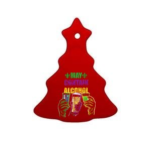 May Contain Alcohol Mardi Gras Ceramic Tree Ornament