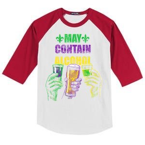 May Contain Alcohol Mardi Gras Kids Colorblock Raglan Jersey