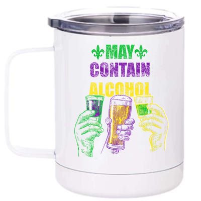 May Contain Alcohol Mardi Gras 12 oz Stainless Steel Tumbler Cup