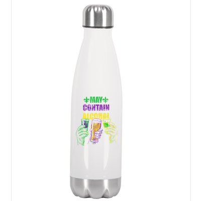 May Contain Alcohol Mardi Gras Stainless Steel Insulated Water Bottle