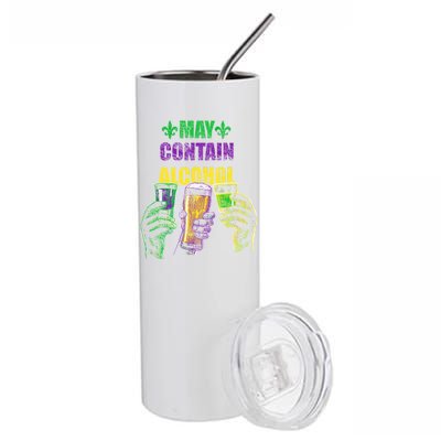 May Contain Alcohol Mardi Gras Stainless Steel Tumbler