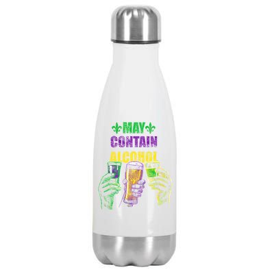 May Contain Alcohol Mardi Gras Stainless Steel Insulated Water Bottle