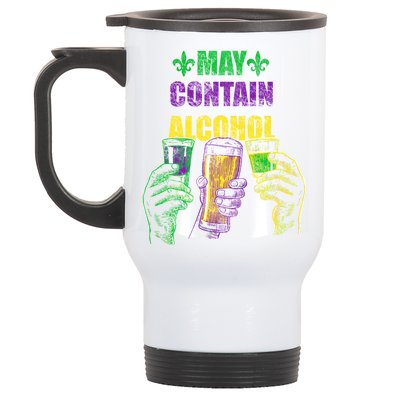 May Contain Alcohol Mardi Gras Stainless Steel Travel Mug