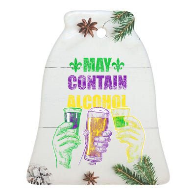 May Contain Alcohol Mardi Gras Ceramic Bell Ornament