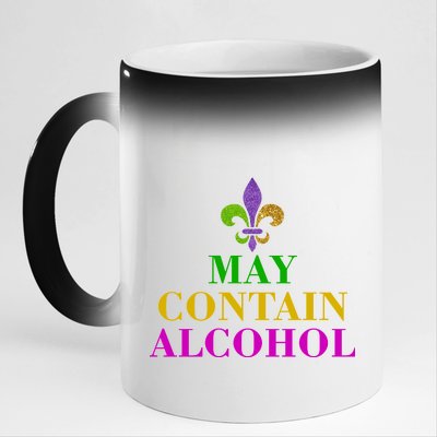 May Contain Alcohol Mardi Gras Spaid 11oz Black Color Changing Mug