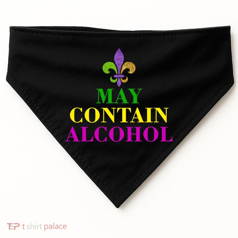 May Contain Alcohol Mardi Gras Spaid USA-Made Doggie Bandana