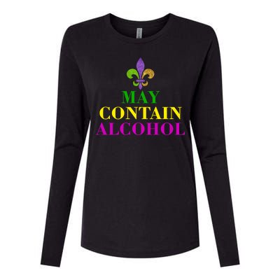 May Contain Alcohol Mardi Gras Spaid Womens Cotton Relaxed Long Sleeve T-Shirt