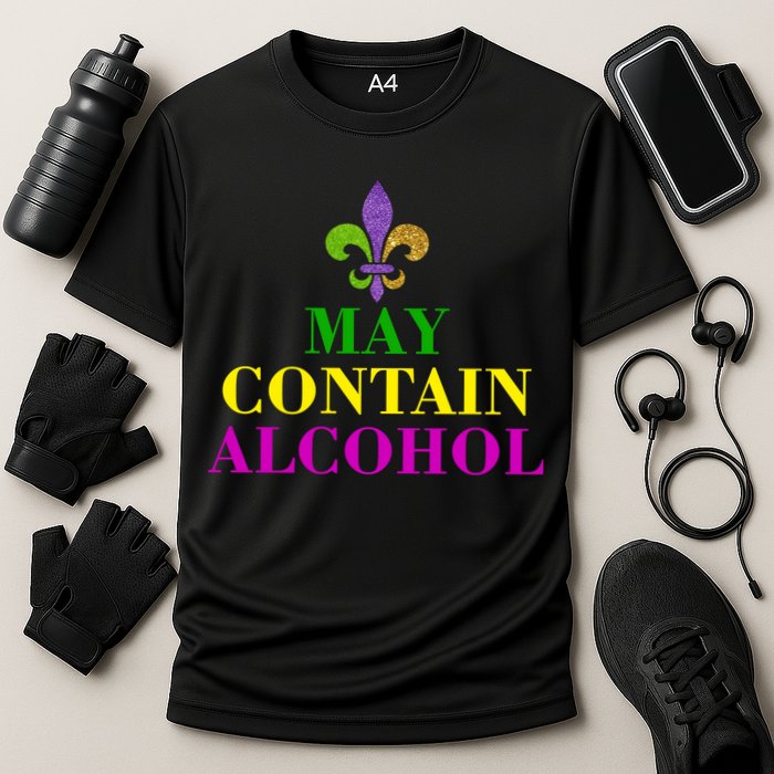 May Contain Alcohol Mardi Gras Spaid Cooling Performance Crew T-Shirt