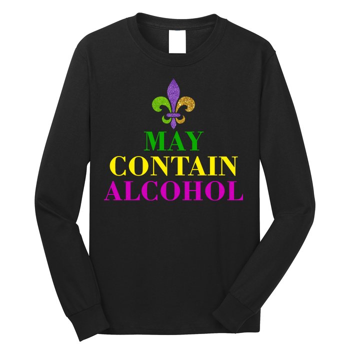 May Contain Alcohol Mardi Gras Spaid Long Sleeve Shirt