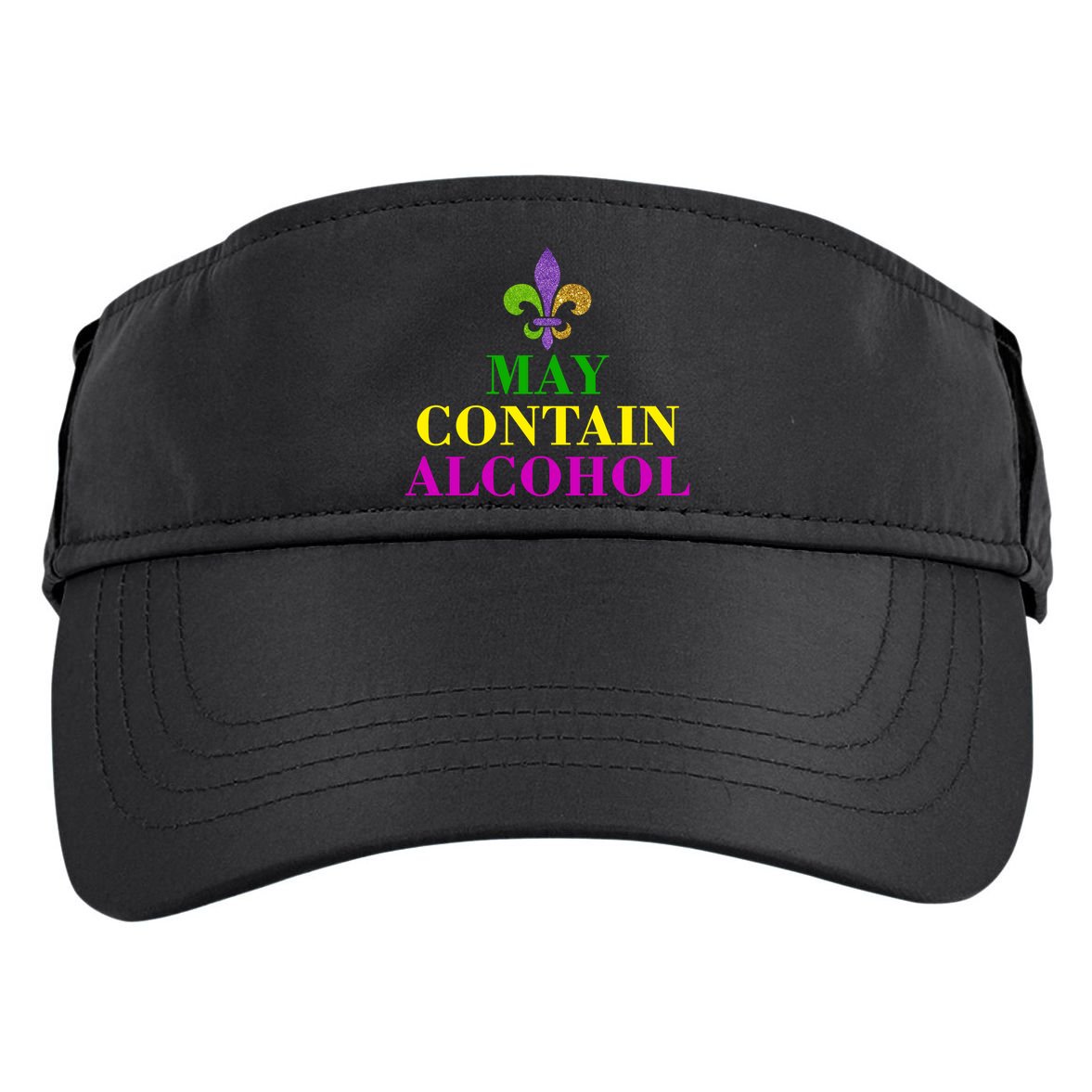 May Contain Alcohol Mardi Gras Spaid Adult Drive Performance Visor