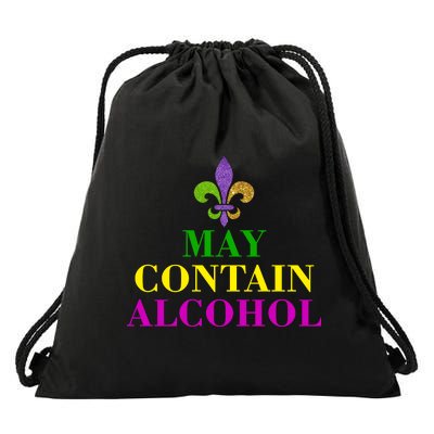 May Contain Alcohol Mardi Gras Spaid Drawstring Bag