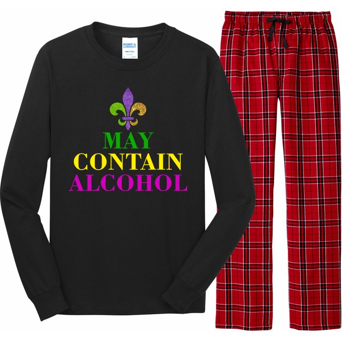 May Contain Alcohol Mardi Gras Spaid Long Sleeve Pajama Set