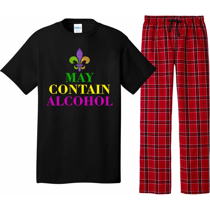 May Contain Alcohol Mardi Gras Spaid Pajama Set