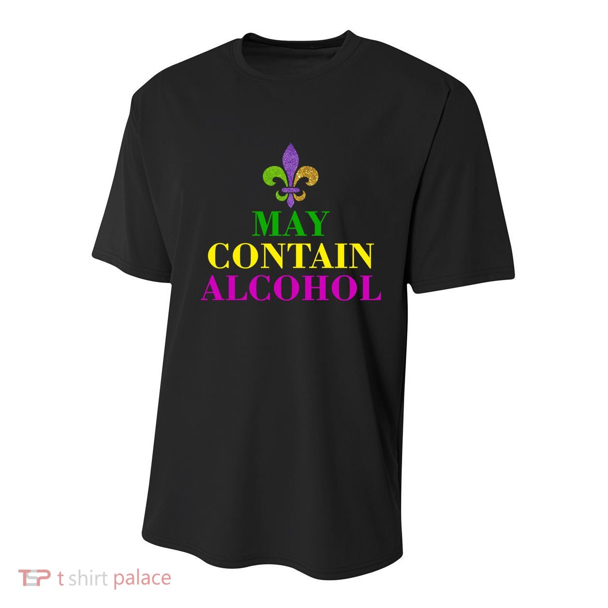 May Contain Alcohol Mardi Gras Spaid Youth Performance Sprint T-Shirt