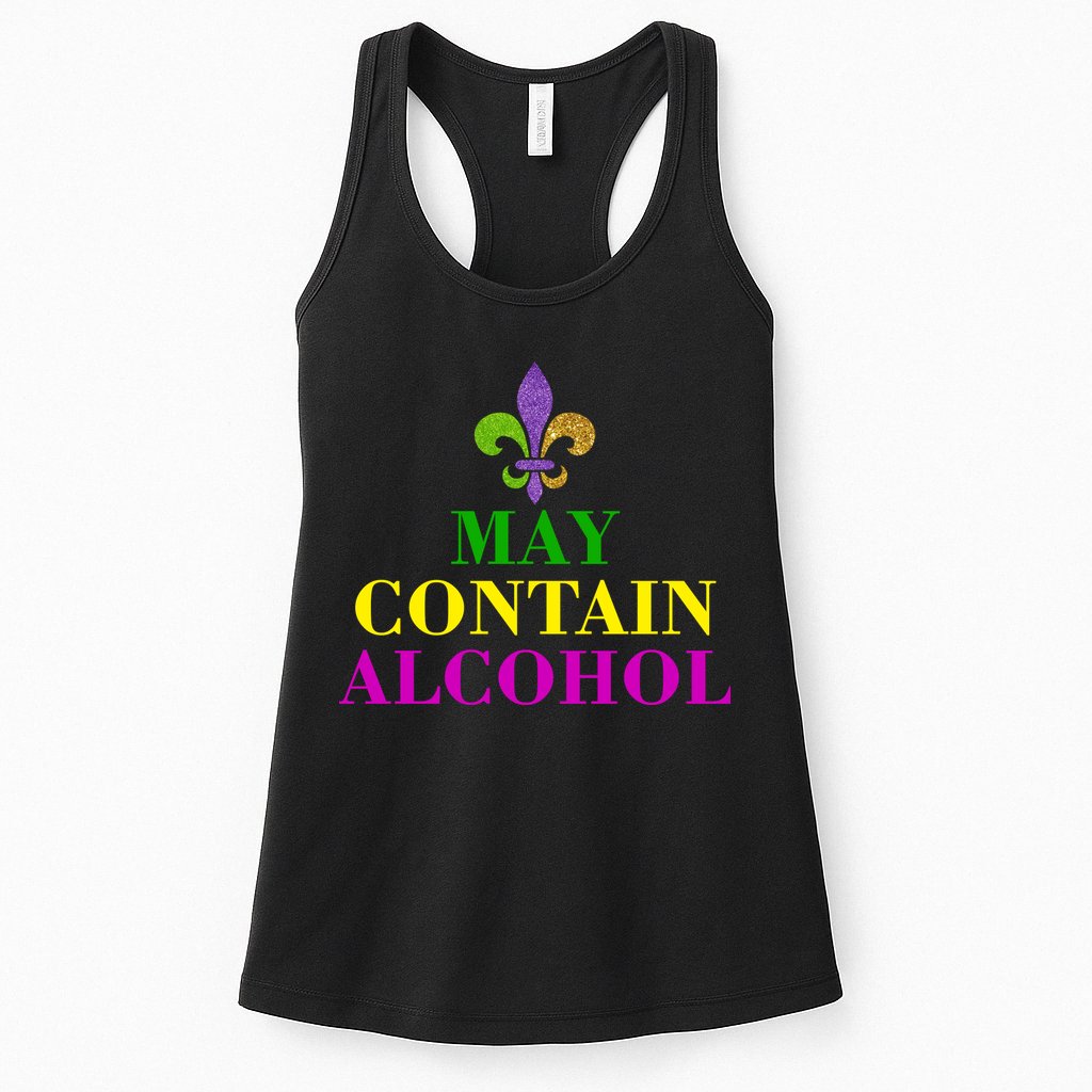 May Contain Alcohol Mardi Gras Spaid Womens Tank Top