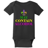 May Contain Alcohol Mardi Gras Spaid Baby Bodysuit