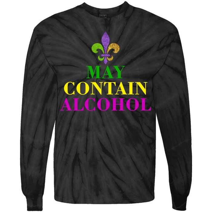 May Contain Alcohol Mardi Gras Spaid Tie-Dye Long Sleeve Shirt