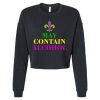 May Contain Alcohol Mardi Gras Spaid Cropped Pullover Crew