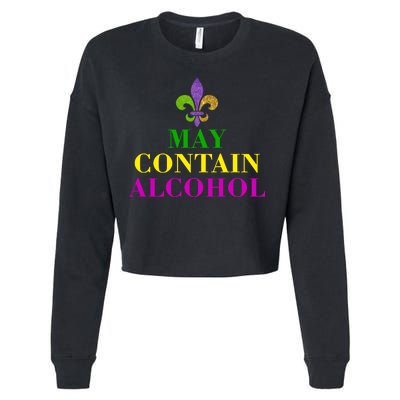 May Contain Alcohol Mardi Gras Spaid Cropped Pullover Crew