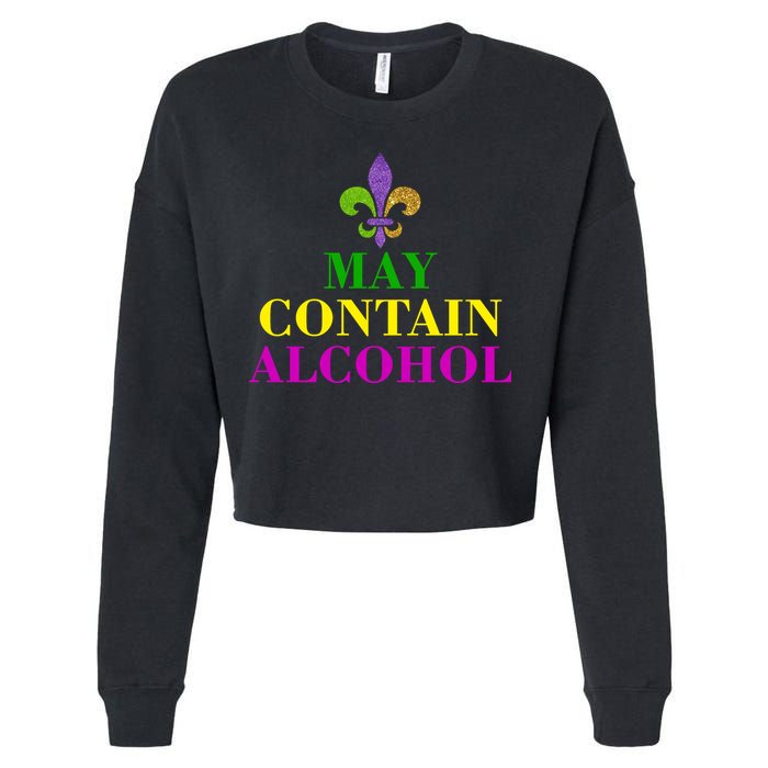 May Contain Alcohol Mardi Gras Spaid Cropped Pullover Crew