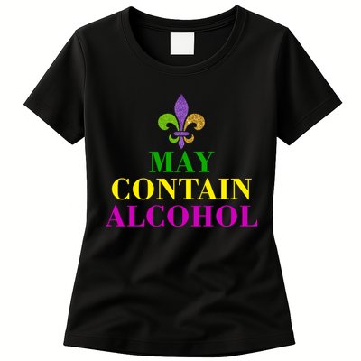 May Contain Alcohol Mardi Gras Spaid Womens T-Shirt