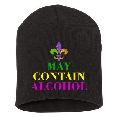 May Contain Alcohol Mardi Gras Spaid Short Acrylic Beanie
