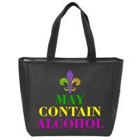 May Contain Alcohol Mardi Gras Spaid Zip Tote Bag