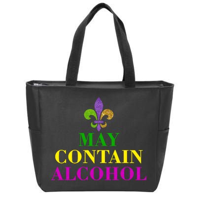 May Contain Alcohol Mardi Gras Spaid Zip Tote Bag