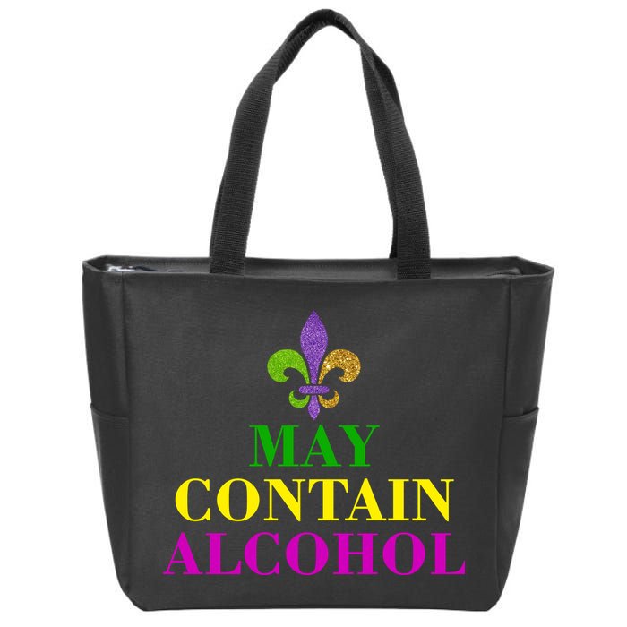 May Contain Alcohol Mardi Gras Spaid Zip Tote Bag