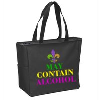May Contain Alcohol Mardi Gras Spaid Zip Tote Bag