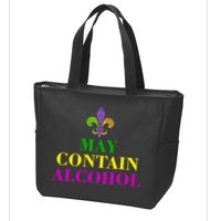 May Contain Alcohol Mardi Gras Spaid Zip Tote Bag
