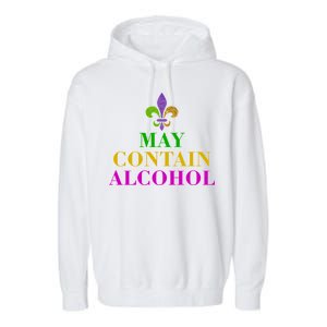 May Contain Alcohol Mardi Gras Spaid Garment-Dyed Fleece Hoodie