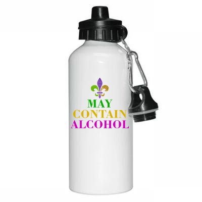 May Contain Alcohol Mardi Gras Spaid Aluminum Water Bottle