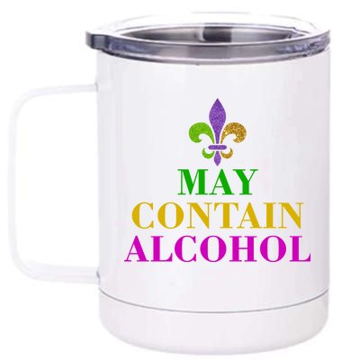 May Contain Alcohol Mardi Gras Spaid 12 oz Stainless Steel Tumbler Cup