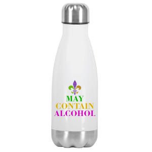 May Contain Alcohol Mardi Gras Spaid Stainless Steel Insulated Water Bottle