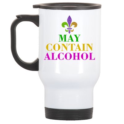 May Contain Alcohol Mardi Gras Spaid Stainless Steel Travel Mug