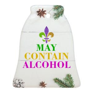 May Contain Alcohol Mardi Gras Spaid Ceramic Bell Ornament