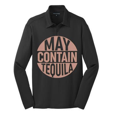 May Contain Tequila Silk Touch Performance Long Sleeve Polo