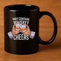 May Contain Whiskey Cheers 11oz C Handle Ceramic Mug