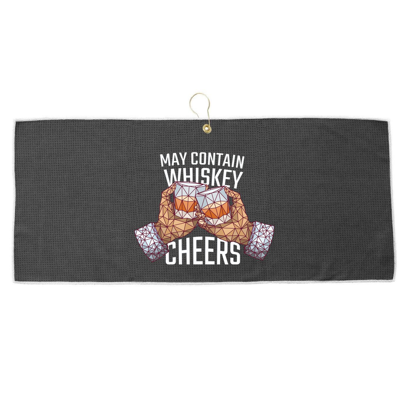 May Contain Whiskey Cheers Large Microfiber Waffle Golf Towel