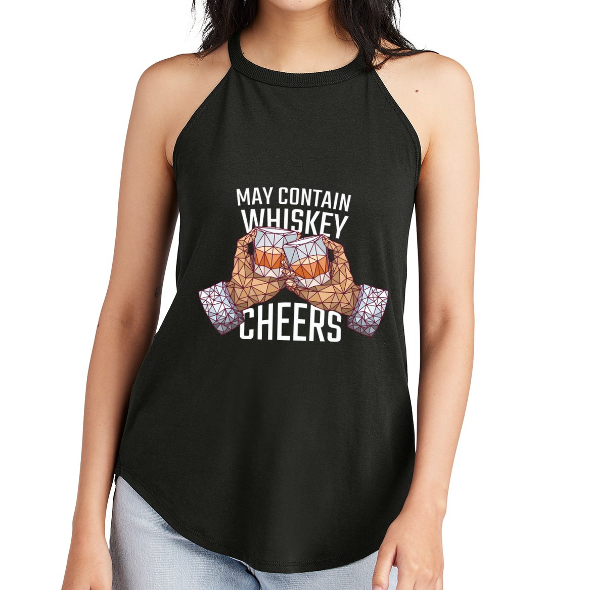 May Contain Whiskey Cheers Women's Perfect Tri Rocker Tank