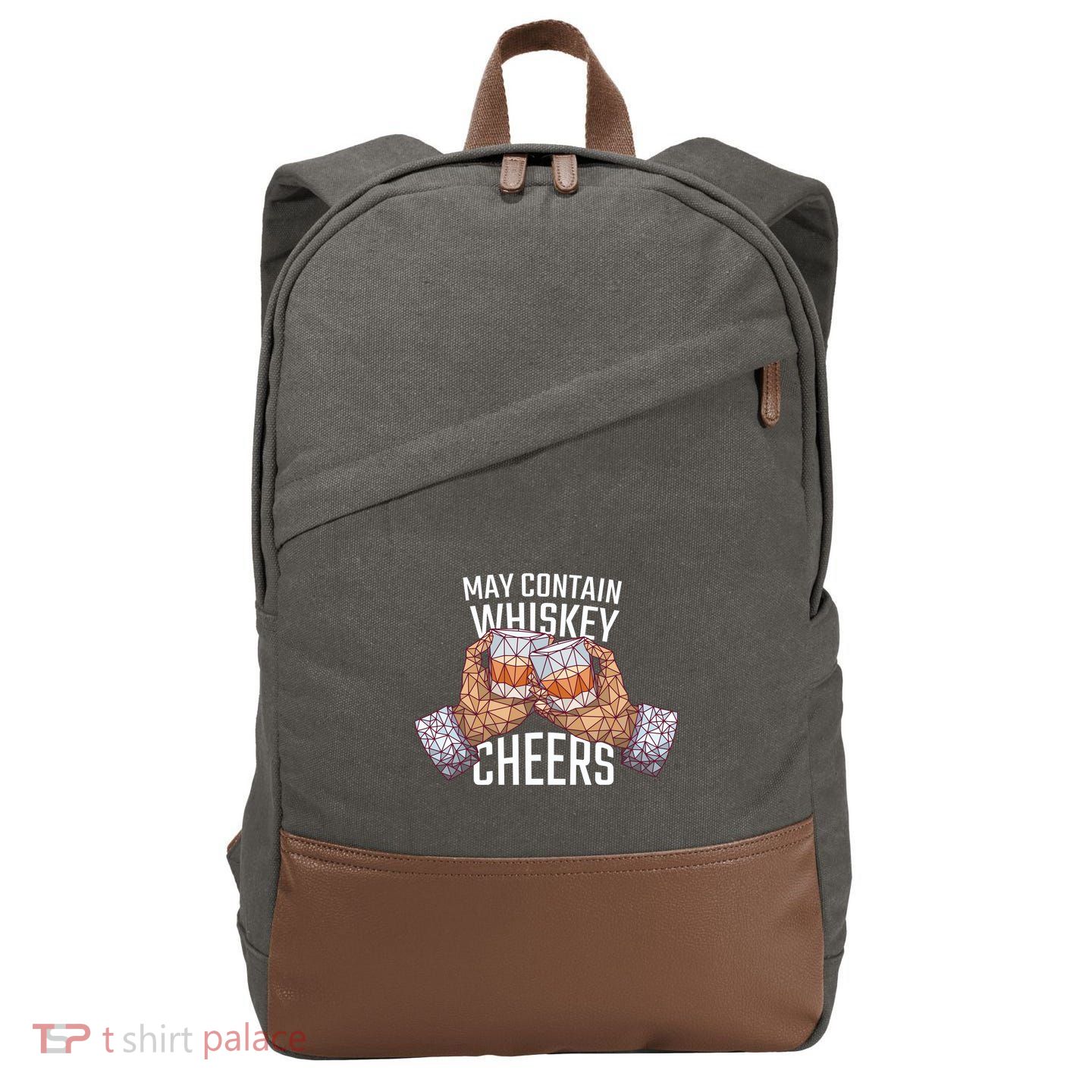 May Contain Whiskey Cheers Cotton Canvas Backpack