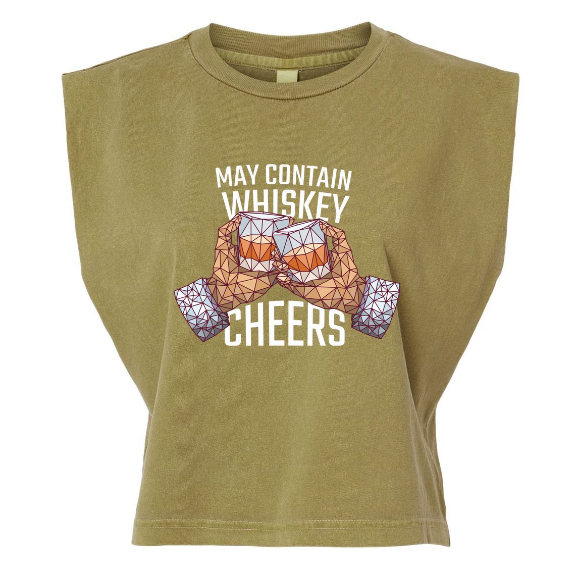 May Contain Whiskey Cheers Garment-Dyed Women's Muscle Tee