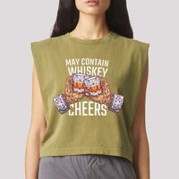 May Contain Whiskey Cheers Garment-Dyed Women's Muscle Tee