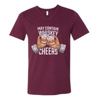 May Contain Whiskey Cheers V-Neck T-Shirt