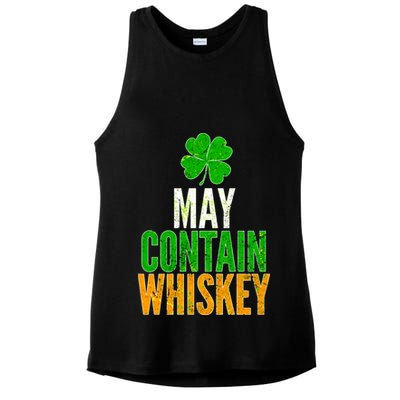 May Contain Whiskey Funny St Patricks Day Ladies PosiCharge Tri-Blend Wicking Tank