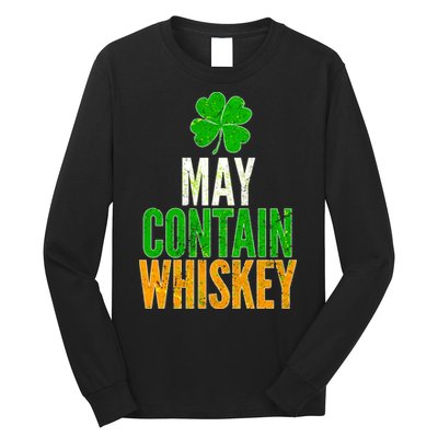 May Contain Whiskey Funny St Patricks Day Long Sleeve Shirt