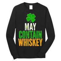 May Contain Whiskey Funny St Patricks Day Long Sleeve Shirt