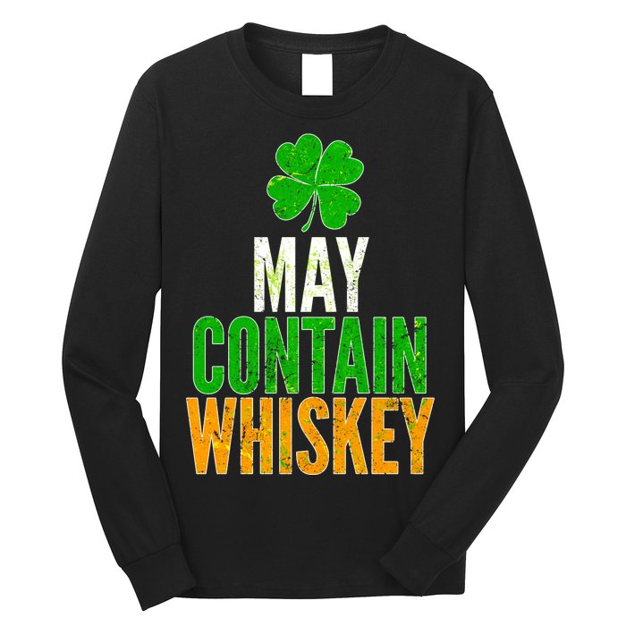 May Contain Whiskey Funny St Patricks Day Long Sleeve Shirt